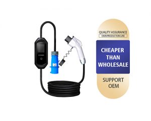 SAE J1772 EV Charger with LCD Screen and Blue Type 1 Connector