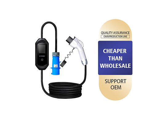 SAE J1772 EV Charger with LCD Screen and Blue Type 1 Connector