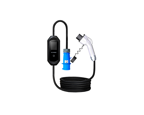 SAE J1772 EV Charger with LCD Screen and Blue Type 1 Connector
